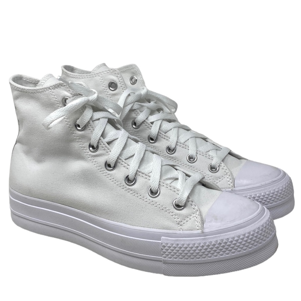 Converse Ctas Lift Platform White For Women Canvas Shoes High Custom 173149CWWWW - Picture 2 of 8